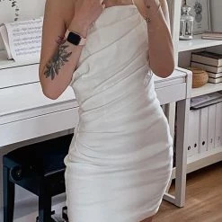 Levency New In Ruched Backless Slip Mini Dress