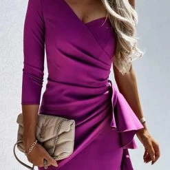Levency Ruched One Shoulder Bodycon Mini Dress
