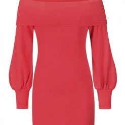 Levency Off Shoulder Balloon Sleeve Knit Dress New In