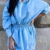 Levency New In Zipper Drawstring Hooded Mini Dress