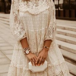 Levency Layer Lace Round Neck Tunic Dresses New In