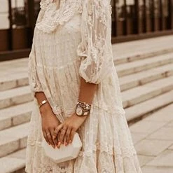 Levency Layer Lace Round Neck Tunic Dresses New In