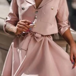 Levency Button Drawtring Bleted Mini Dress New In