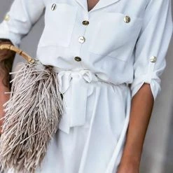 Levency Button Drawtring Bleted Mini Dress New In