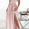 Levency Flares V Neck High Slit Maxi Dress