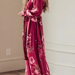 Levency New In Timeless Floral Print Long Sleeve Wrap Maxi Dress