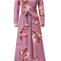 Levency New In Timeless Floral Print Long Sleeve Wrap Maxi Dress