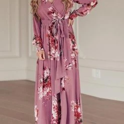 Levency New In Timeless Floral Print Long Sleeve Wrap Maxi Dress