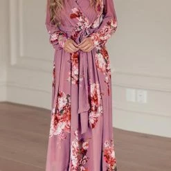 Levency New In Timeless Floral Print Long Sleeve Wrap Maxi Dress