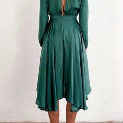 Levency Irregularity Bow Tie Flowly Dress