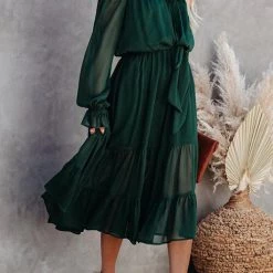 Levency New In Layer Ruffles Off Shoulder Belted Maxi Dress