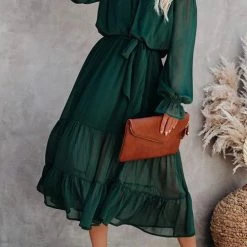 Levency New In Layer Ruffles Off Shoulder Belted Maxi Dress