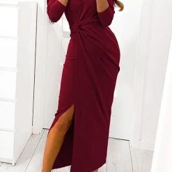 Levency New In Twist V Necl Slit Maxi Dress