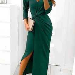 Levency New In Twist V Necl Slit Maxi Dress