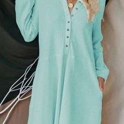 Levency Button Puff Long Sleeve Swing Dress 21 Levency Button Puff Long Sleeve Swing Dress