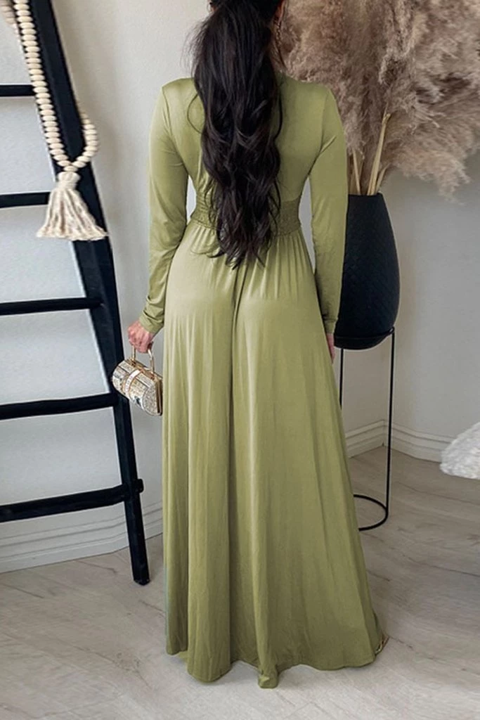 Levency V Neck Long Sleece Slit Maxi Dress New In 18 Levency V Neck Long Sleece Slit Maxi Dress New In