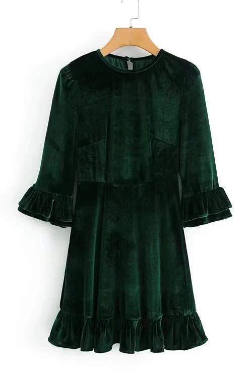 Levency Velvet Flares Hem Slim Mini Dress New In 5 Levency Velvet Flares Hem Slim Mini Dress New In