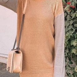 Levency Color Block Turtleneck Sweater Dress