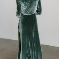 Levency New In Velvet Long Sleeve Wrap Maxi Dress