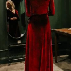 Levency New In Velvet Long Sleeve Wrap Maxi Dress