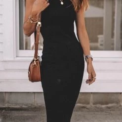 Levency Knit O Neck Tank Bodycon Dress New In