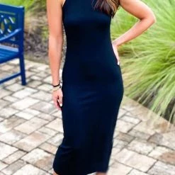 Levency Knit O Neck Tank Bodycon Dress New In