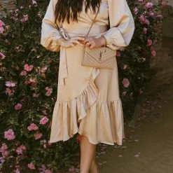 Levency Ruffles Knot Wrap Maxi Dress