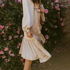 Levency Ruffles Knot Wrap Maxi Dress