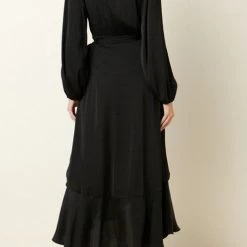 Levency Ruffles Knot Wrap Maxi Dress