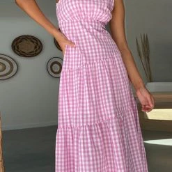 Levency Plaid One Shoulder Layer Midi Dress New In