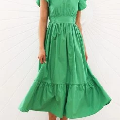 Levency New In Ruffles Empire Waist Tie Backless Dress