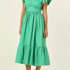 Levency New In Ruffles Empire Waist Tie Backless Dress