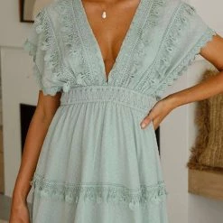 Levency Lace Hem V Neck Backless Mini Dress New In 11 Levency Lace Hem V Neck Backless Mini Dress New In