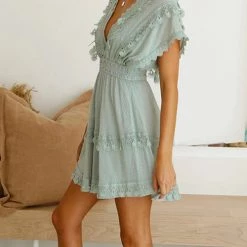 Levency Lace Hem V Neck Backless Mini Dress New In 13 Levency Lace Hem V Neck Backless Mini Dress New In