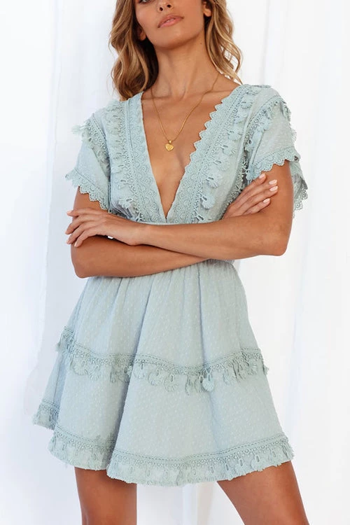 Levency Lace Hem V Neck Backless Mini Dress New In 7 Levency Lace Hem V Neck Backless Mini Dress New In