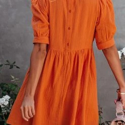 Levency O Neck Puff Sleeve Swing Dress New In