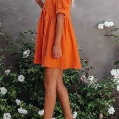 Levency O Neck Puff Sleeve Swing Dress New In