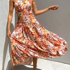 Levency Floral One Shoulder Layer Maxi Dress New In