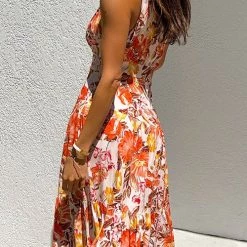 Levency Floral One Shoulder Layer Maxi Dress New In