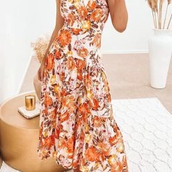 Levency Floral One Shoulder Layer Maxi Dress New In