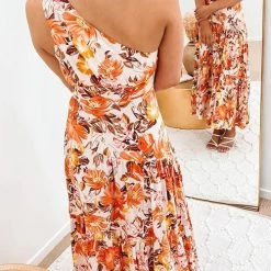 Levency Floral One Shoulder Layer Maxi Dress New In