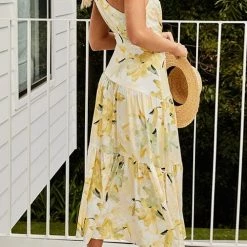 Levency Floral One Shoulder Layer Maxi Dress New In