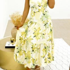 Levency Floral One Shoulder Layer Maxi Dress New In