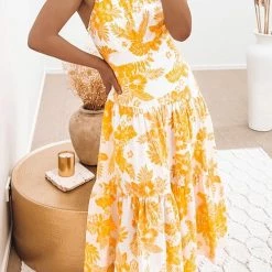 Levency Floral One Shoulder Layer Maxi Dress New In