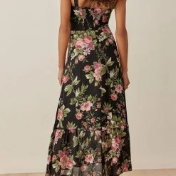 Levency Print Tie Slip Slim Midi Dress New In