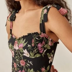 Levency Print Tie Slip Slim Midi Dress New In