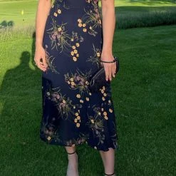 Levency Print Tie Slip Slim Midi Dress New In