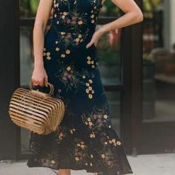 Levency Print Tie Slip Slim Midi Dress New In