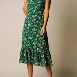 Levency Print Tie Slip Slim Midi Dress New In