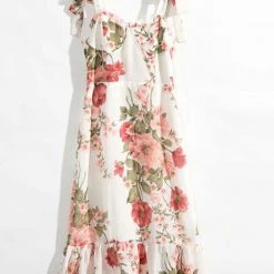 Levency Print Tie Slip Slim Midi Dress New In